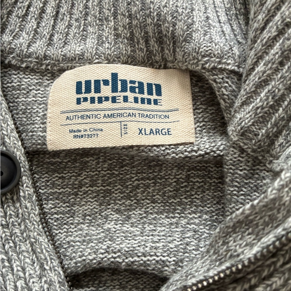 urban pipeline Men's Heather Gray Zip-Up Knit Sweater